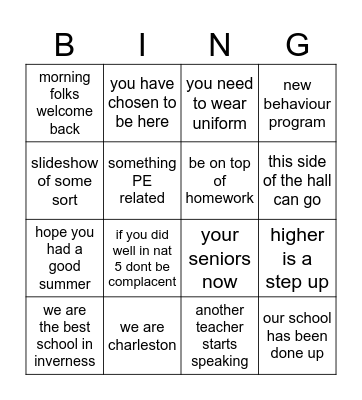assembly s5 Bingo Card