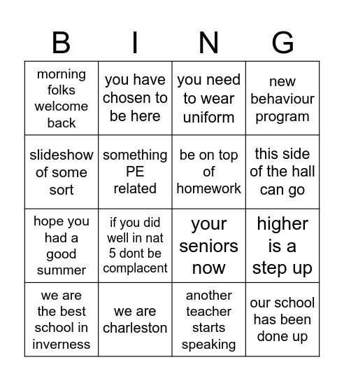 assembly s5 Bingo Card