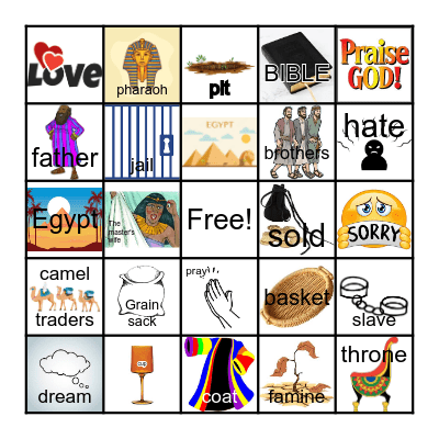 Joseph Bible Story Bingo Card