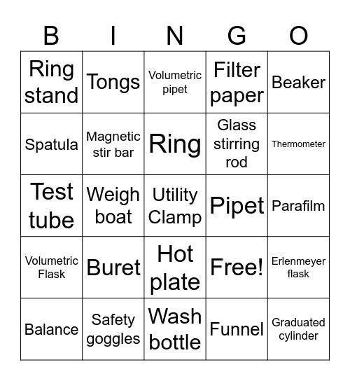 Unit 1 - Intro to Chem Bingo Card
