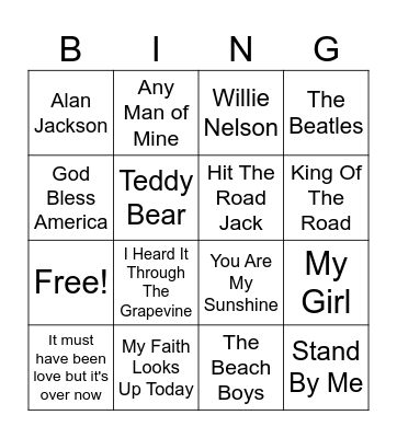 Music Bingo Card
