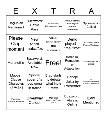 Brad's GamesCom 2024 Bingo Card