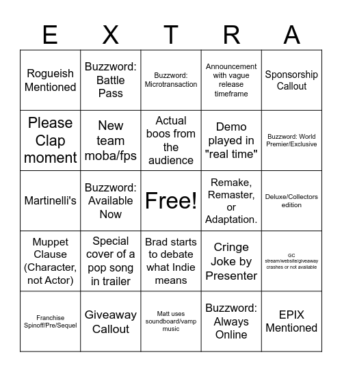 Brad's GamesCom 2024 Bingo Card