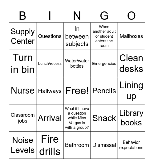 Room 217 Bingo Card