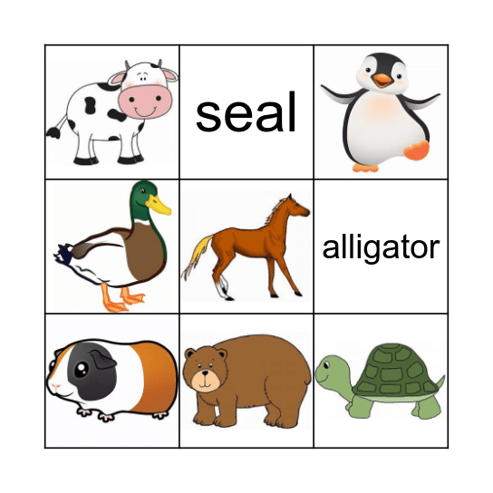 Animals Bingo Card