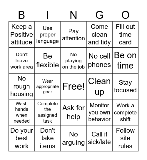 Untitled Bingo Card