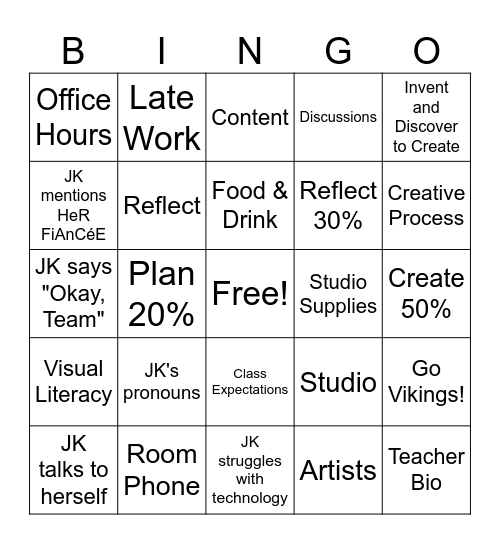 Syllabus Bingo Card