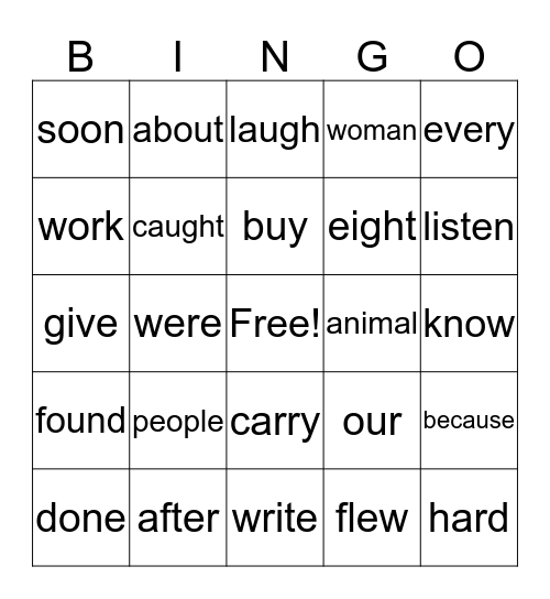 First Grade Wonders Sight Words Bingo Card