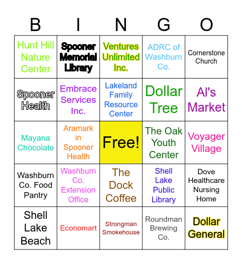 Local Organizations Bingo Card