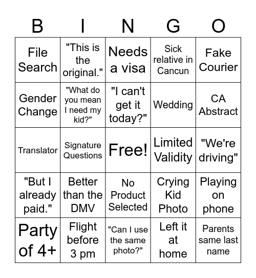 Counter Bingo Card