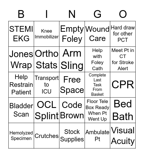 PCT Bingo Card
