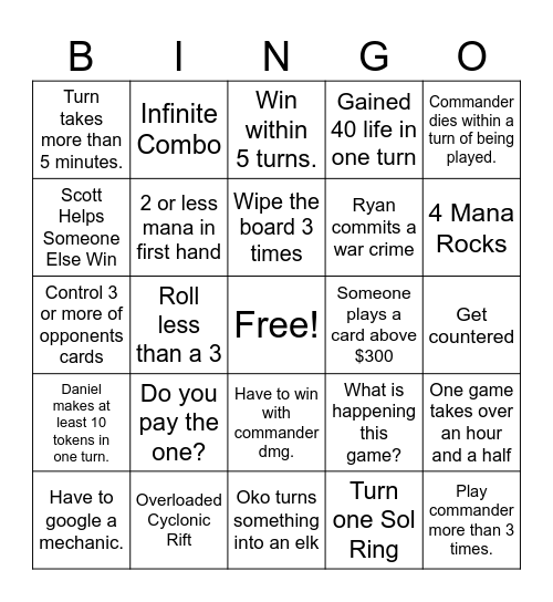 MTG Bingo Card