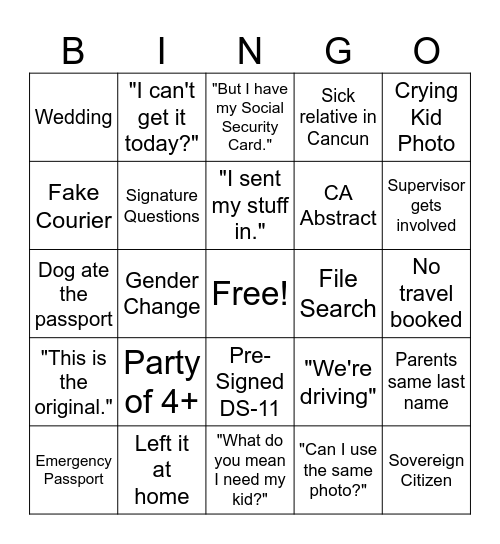 Counter Bingo Card