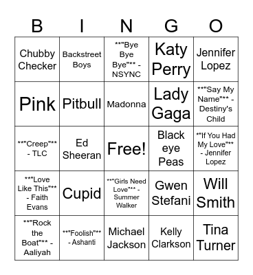 Music! Music! Music Bingo Card