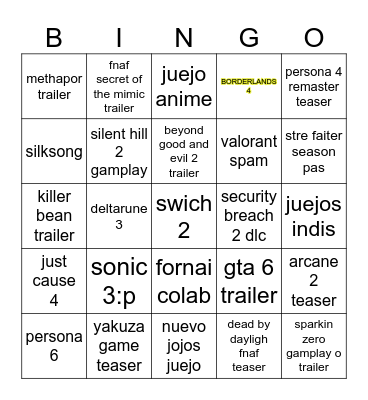 gamescom Bingo Card