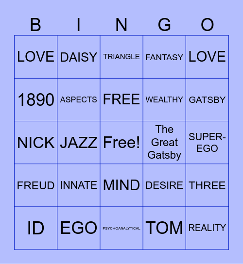 The Great Gatsby and Freud's Bingo Card