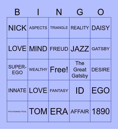 The Great Gatsby and Freud's Bingo Card