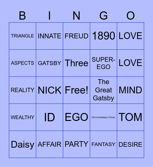 The Great Gatsby and Freud's Bingo Card