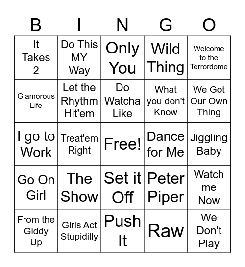 Old School Dance Bingo Card