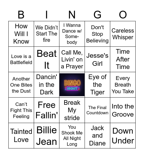 80s 80s 80s Bingo Card