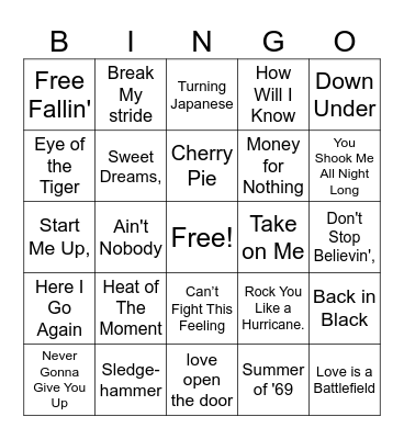 80s 80s 80s Bingo Card