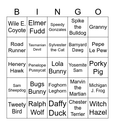 Looney Tunes Characters Bingo Card