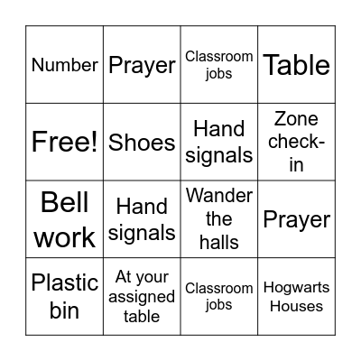 Back to School Bingo! Bingo Card