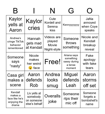 CM reunion bingo Card