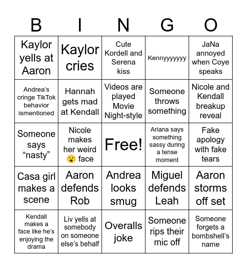 CM reunion bingo Card