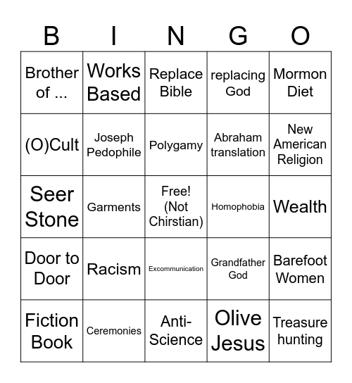VR Anti Tropes Bingo Card