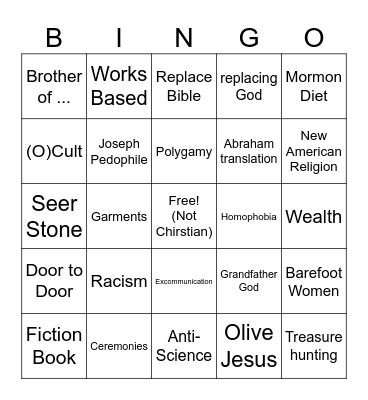VR Anti Tropes Bingo Card