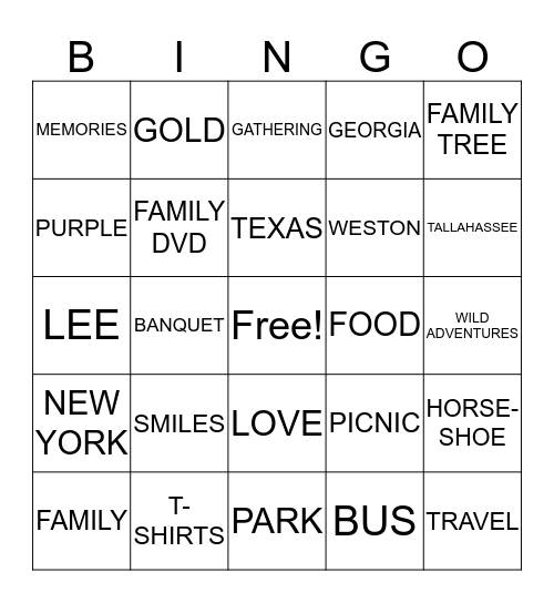 LEE-WESTON  Bingo Card
