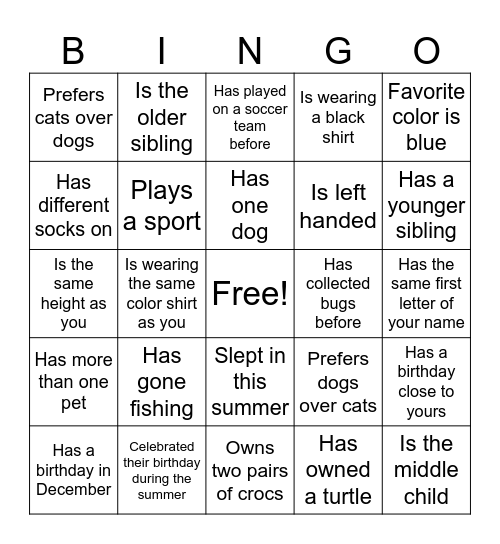 Find Someone Who… Bingo Card