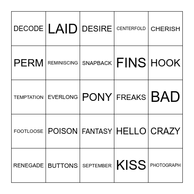 ONE WORD TITLES Bingo Card