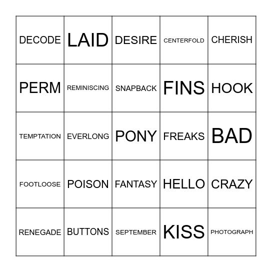 ONE WORD TITLES Bingo Card