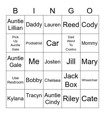 Family friends Bingo Card