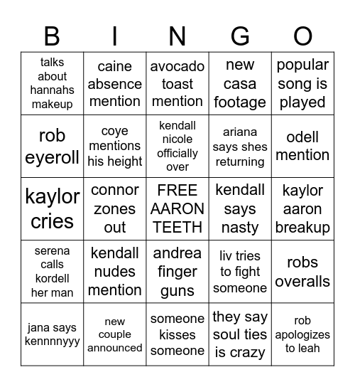 REUNION BINGO Card