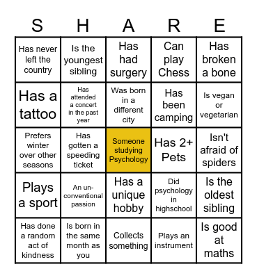 Talk to People in the Class! Bingo Card
