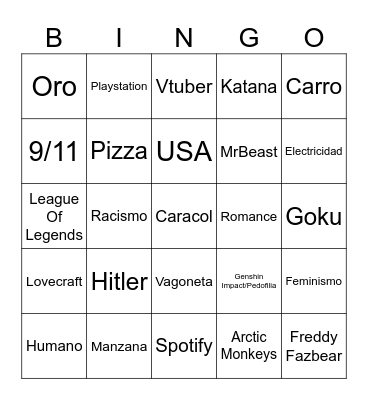 Infinitry Craft Bingo Card