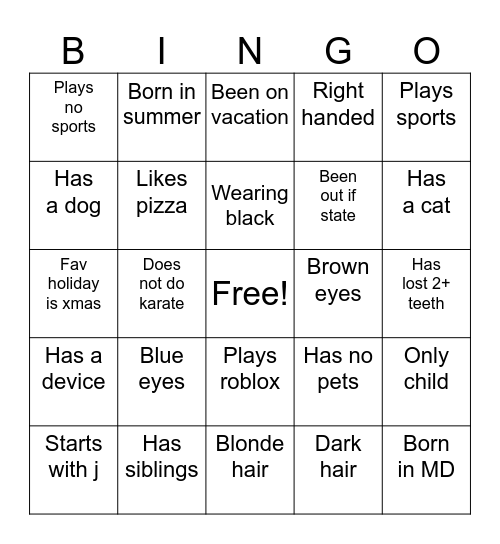 Tiger Paw Camp Bingo Card