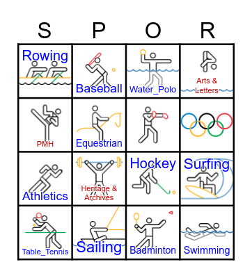 Olympics Bingo Card