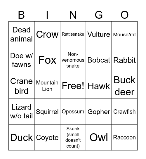 Ranch Bingo (Must get 5) Bingo Card