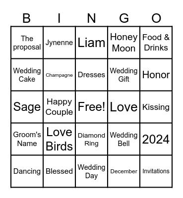 Jasmine & John Bingo Card