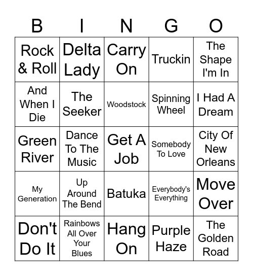 Vinyl Bingo - Woodstock Edition Bingo Card