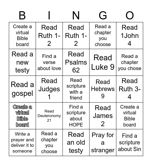 Bible Bingo Card