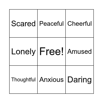 Musical Emotion Bingo Card