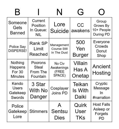 DESPERATION BINGO! Bingo Card