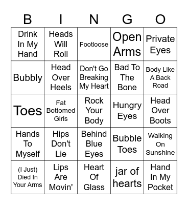 Body Parts Bingo Card