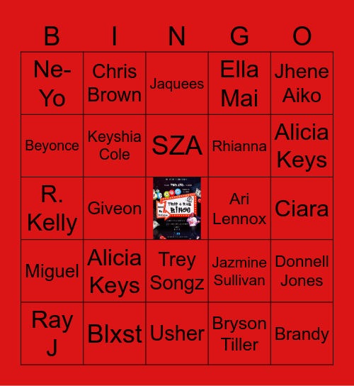 Trap R & B Bingo Card