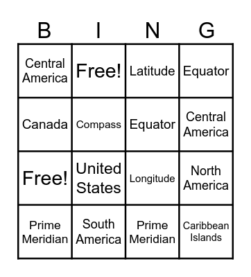 Western Hemisphere Review Bingo Card